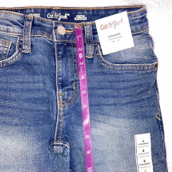NWT cat & jack stretch denim straight adjustable waist boys size 8 jeans - Picture 4 of 10